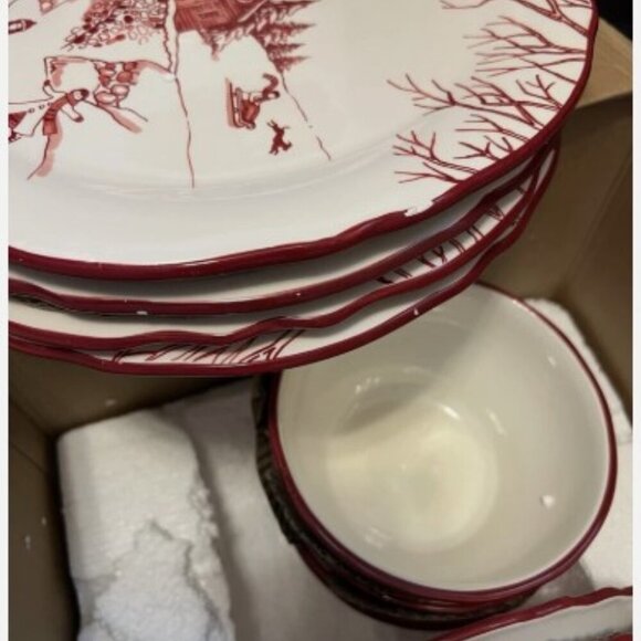 Bico Toile De Jouy Winter Wonderland Scalloped 12pc Dinner Set *Read Description - Picture 4 of 9